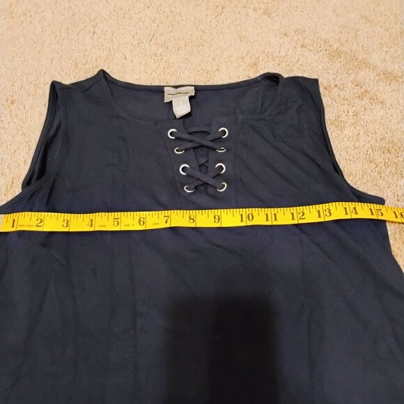 Chico's Woman's Dress Sleeveless Navy Blue Lace up neck Size: 1 - Picture 2 of 6